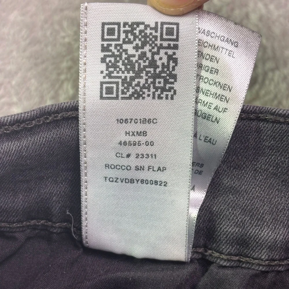 True Religion Mens Rocco Relaxed Skinny Jeans 38 Faded Black Flap Pocket Stretch